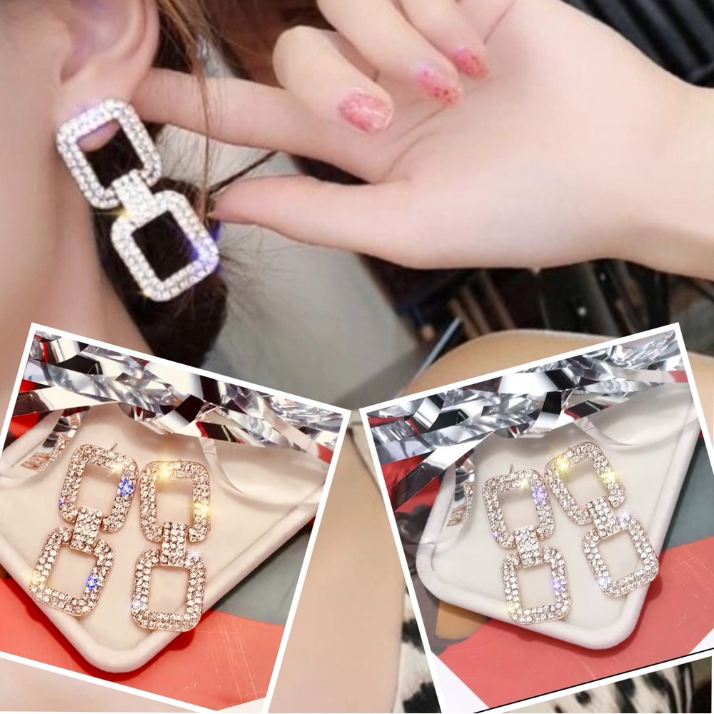 ✨GLITZ & GLAM✨SPARKLY EARRINGS-GOLD OR SILVER-DROP STUD EARRINGS